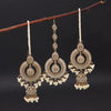 White Color Kundan Earrings With Maang Tikka (KDTE578WHT)