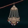 Multi Color Pakistani Kundan Earrings With Maang Tikka & Maang Pasa (KDTE581MLT)