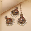 Multi Color Pakistani Kundan Earrings With Maang Tikka (KDTE582MLT)