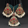 Multi Color Pakistani Kundan Earrings With Maang Tikka (KDTE585MLT)