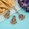 Multi Color Pakistani Kundan Earrings With Maang Tikka (KDTE586MLT)