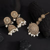 Gold Color Pakistani Kundan Earrings With Maang Tikka (KDTE589GLD)