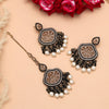 Black Color Pakistani Kundan Earrings With Maang Tikka (KDTE591BLK)