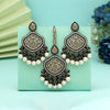 Black Color Pakistani Kundan Earrings With Maang Tikka (KDTE591BLK)