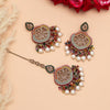 Multi Color Pakistani Kundan Earrings With Maang Tikka (KDTE591MLT)