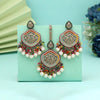 Multi Color Pakistani Kundan Earrings With Maang Tikka (KDTE591MLT)