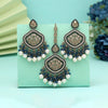 Turquoise Blue Color Pakistani Kundan Earrings With Maang Tikka (KDTE591TBLU)