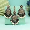 Black Color Pakistani Kundan Earrings With Maang Tikka (KDTE592BLK)