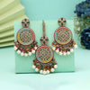 Multi Color Pakistani Kundan Earrings With Maang Tikka (KDTE592MLT)