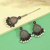 Black Color Pakistani Kundan Earrings With Maang Tikka (KDTE593BLK)