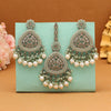 Pista Green Color Pakistani Kundan Earrings With Maang Tikka (KDTE593PGRN)