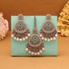 Pink Color Pakistani Kundan Earrings With Maang Tikka (KDTE593PNK)