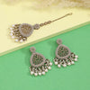 White Color Pakistani Kundan Earrings With Maang Tikka (KDTE593WHT)