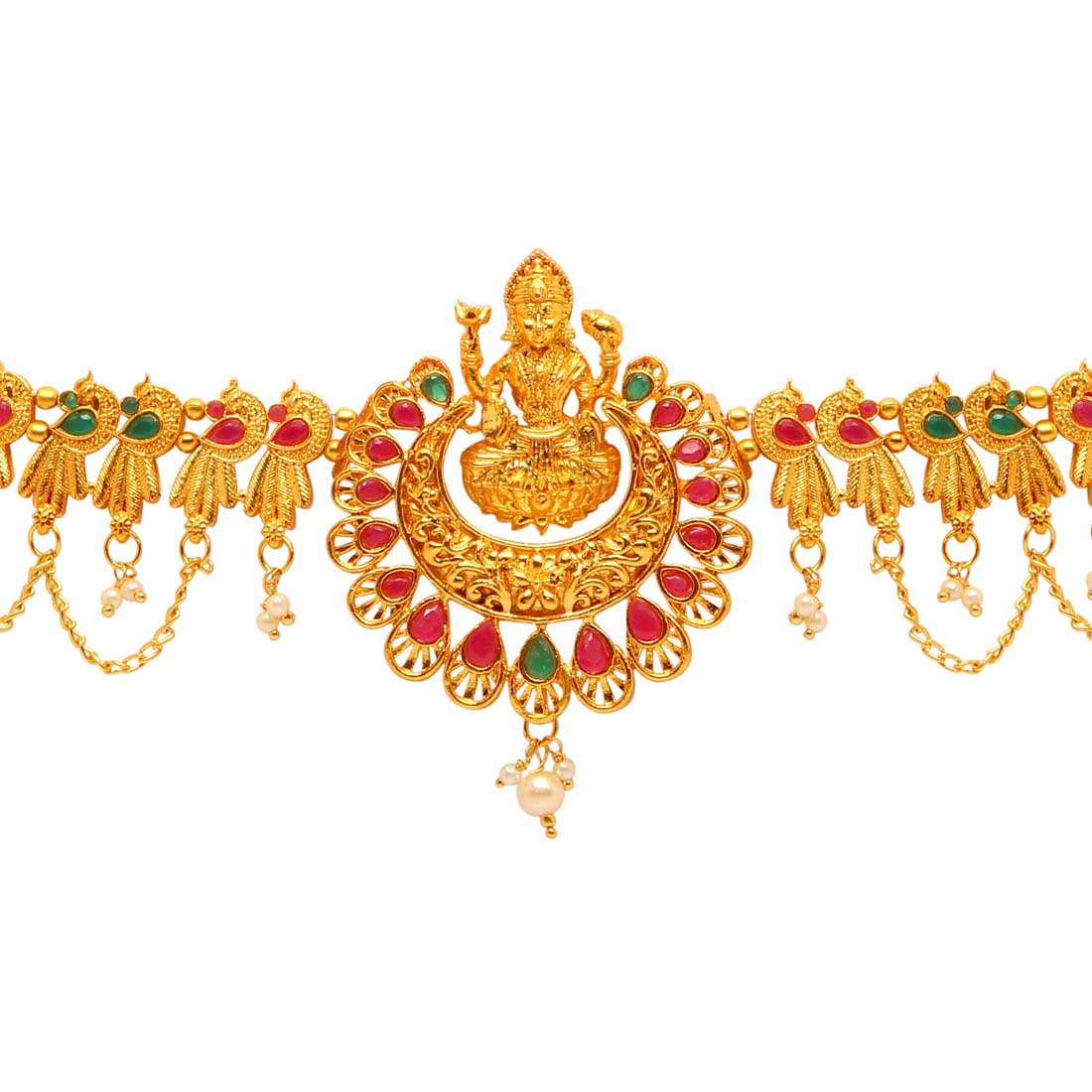 Maroon & Green Color Glass Stone Kamarband (KMBND339MG)