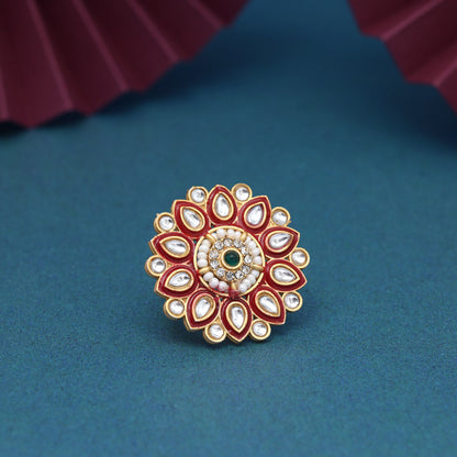 Assorted Color Assorted Design 12 Pieces Of Kundan Meena Finger Rings (KMR280CMB)