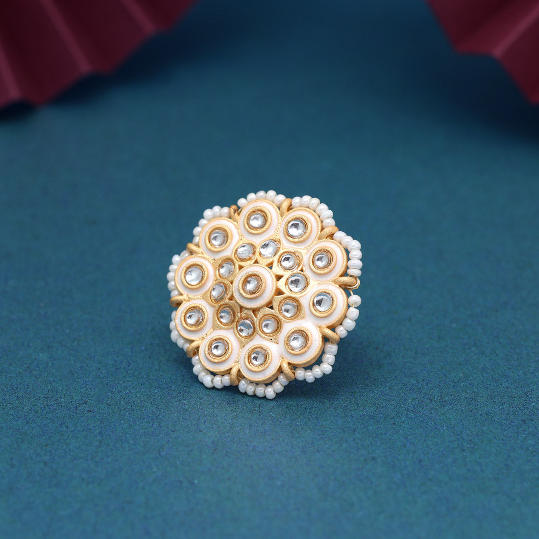 Assorted Color Assorted Design 11 Pieces Of Kundan Meena Finger Rings (KMR284CMB)