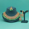 Parrot Green Color (Back Side) Meena Work Choker Kundan Necklace Set (KN1180PGRN)