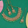 Parrot Green Color (Back Side) Meena Work Choker Kundan Necklace Set (KN1180PGRN)