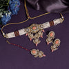 Peach Color Choker Kundan Necklace Set (KN1356PCH)
