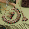 Maroon & Green Color Kundan Necklace Set