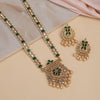 Green Color Long Kundan Necklace Set (KN1382GRN)