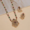Rani & Green Color Long Kundan Necklace Set (KN1382RNIGRN)