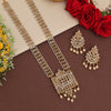 Gold Color Long Kundan Necklace Set (KN1384GLD)