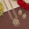 Gold Color Long Kundan Necklace Set (KN1386GLD)