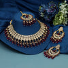Magenta Color Crystal Pearl Kundan Necklace Set (KN1389MNT)