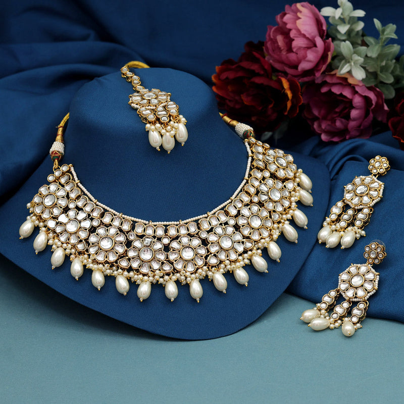 White Color Kundan Necklace Set (KN1390WHT)