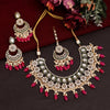 Dark Pink Color Meena Work Kundan Necklace Set (KN1391DPNK)