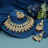 Maroon & Green Color Meena Work Kundan Necklace Set (KN1391MG)