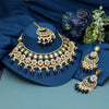 Navy Blue Color Meena Work Kundan Necklace Set (KN1391NBLU)
