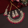 Dark Pink Color Meena Work Kundan Necklace Set (KN1392DPNK)