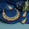 Maroon & Green Color Meena Work Kundan Necklace Set (KN1392MG)