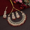 Maroon Color Meena Work Kundan Necklace Set (KN1392MRN)