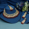 Maroon Color Meena Work Kundan Necklace Set (KN1392MRN)