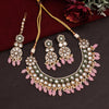 Pink Color Meena Work Kundan Necklace Set (KN1392PNK)