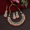 Rani Color Meena Work Kundan Necklace Set (KN1392RNI)