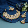 Maroon & Green Color Kundan Necklace Set (KN1394MG)