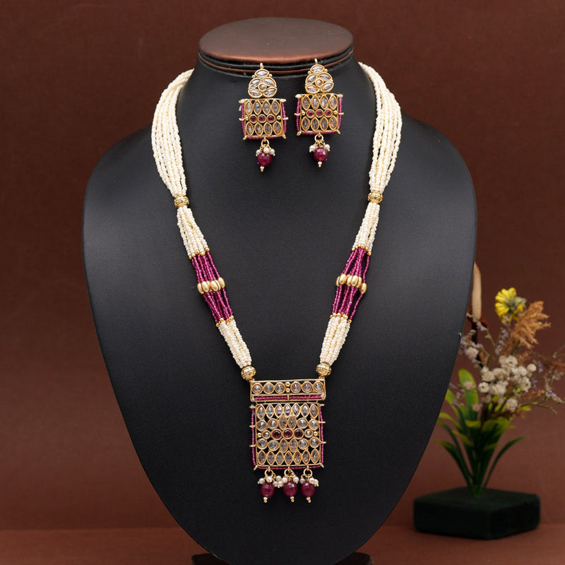 Rani Color Traditional Necklace Set (KN1397RNI)