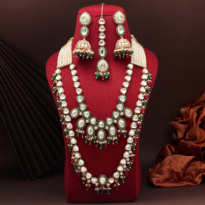 Maroon & Green Color Kundan Necklace Set (KN1414MG)