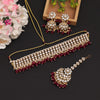 Maroon Color Choker Kundan Necklace Set (KN1416MRN)