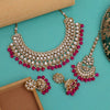 Rani Color Kundan Necklace Set (KN1421RNI)