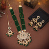 Green Color Long Kundan Necklace Set (KN1425GRN)