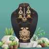 Maroon & Green Color Long Kundan Necklace Set (KN1425MG)