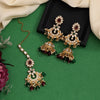 Maroon & Green Color Long Kundan Necklace Set (KN1425MG)