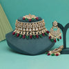 Maroon & Green Color Choker Kundan Necklace Set (KN1429MG)