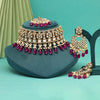 Magenta Color Choker Kundan Necklace Set (KN1429MNT)