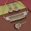 Maroon & Green Color Choker Kundan Necklace Set (KN1430MG)